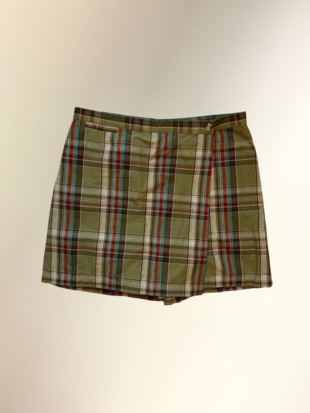 White Stag Green Plaid Wrap Mini Skort Women's 16